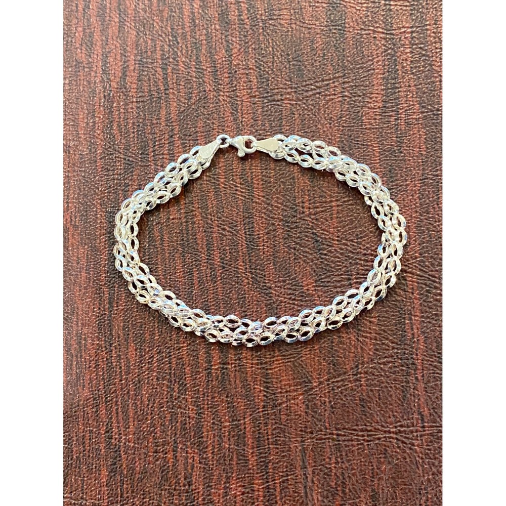 Sterling Silver Multi Strand Oval‎ Link Bracelet Clasp Closure Women
